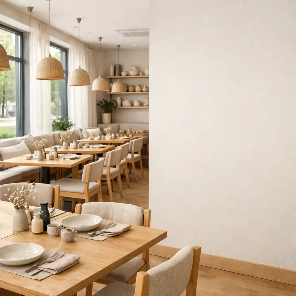 Jasne wnętrze restauracji w świetle dziennym