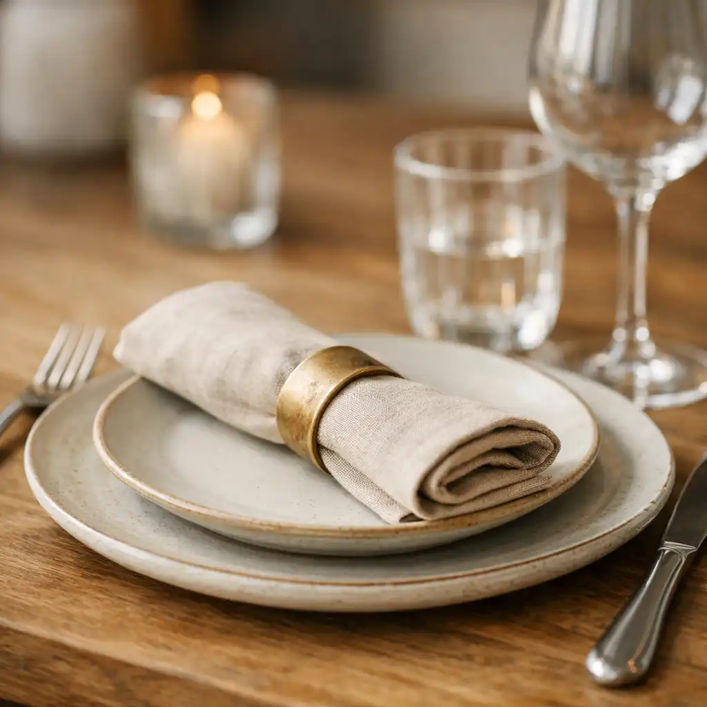 Detal eleganckiego stołu restauracyjnego